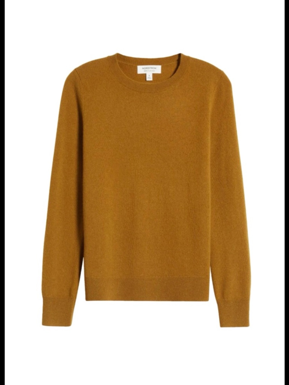 Nordstrom Men's Cashmere 100% Crewneck Sweater in Mustard Brown